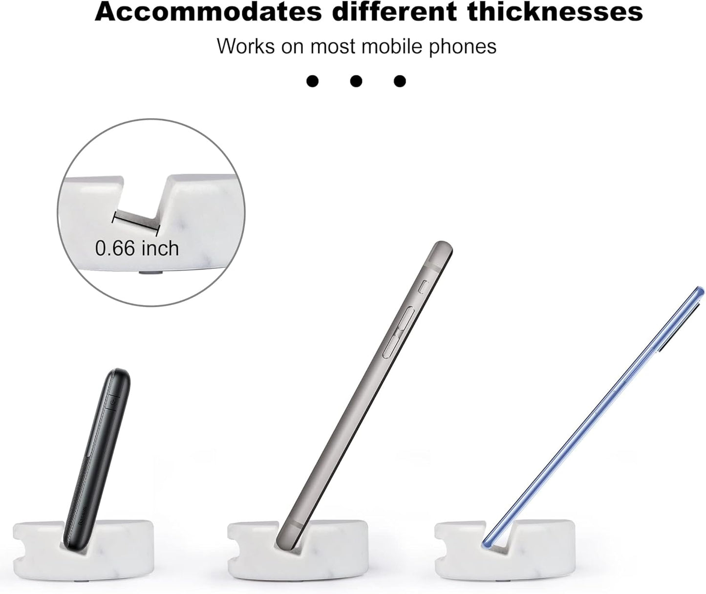 Elegant White Marble Phone Stand with Sound Amplification, Round Holder for Desk, Kitchen, Bathroom, and Bedside
