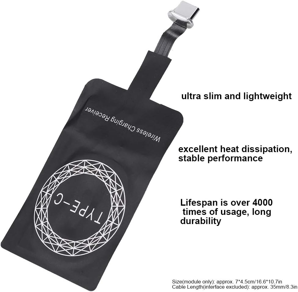 Hakeeta Universal Ultra Slim Wireless Charger - Qi Receiver for Android/iOS/Type C Mobile Phones
