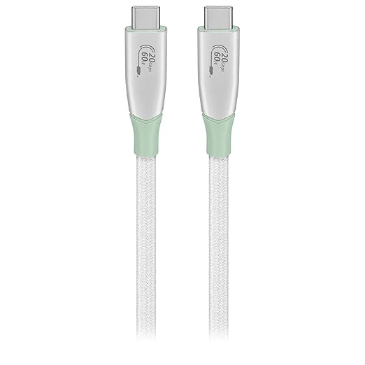 INSIGNIA 7 ft. USB-C Charge-and-Sync Braided Cable, High-Speed 20 Gbps for Laptop, MacBook, PC, Tablet, Smartphone, iPhone - Light Green