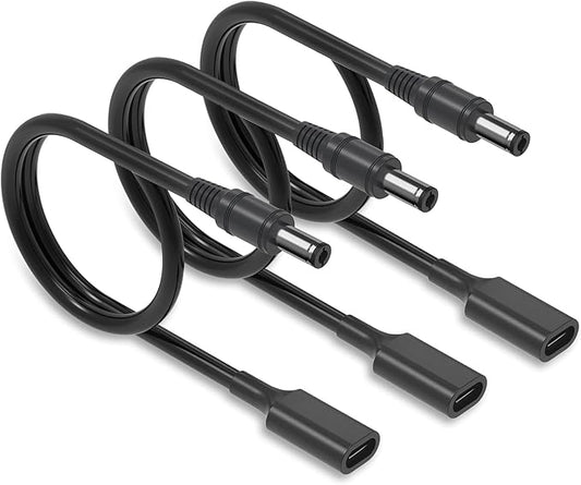 (3Pack 1M) USB C to DC 5.5mm x 2.5mm Adapter Cable, PD 15W Type C Cable Straight Female to Male Universal Extension Cables Made for Tablet PC, IP Camera, Bluetooth Speaker, Webcam Router
