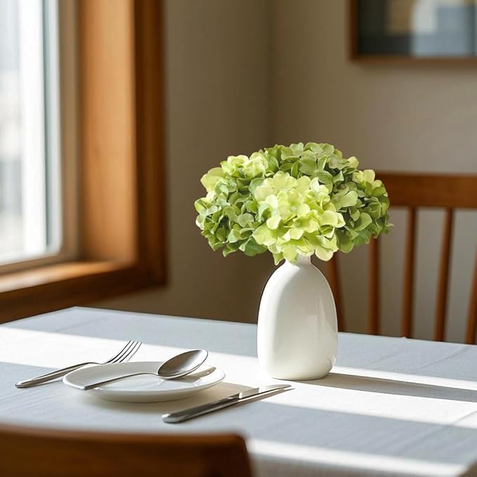 Hydrangea Artificial Flowers, 20 Pcs Green Hydrangea Artificial Flowers Bulk, Faux Hydrangea Flowers for Outdoor, Fake Silk Hydrangea Flowers with Stems for Wedding Decoration Decor