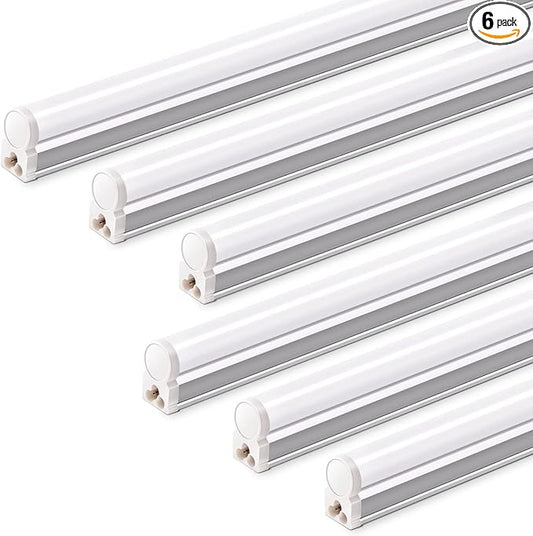 Barrina T5 4FT LED Shop Light, 2200lm,5000K Daylight White, 20W Utility Light Fixture, Ceiling and Under Cabinet Lights for Workshop Garage, Corded Electric with ON/Off Switch, 6 Pack