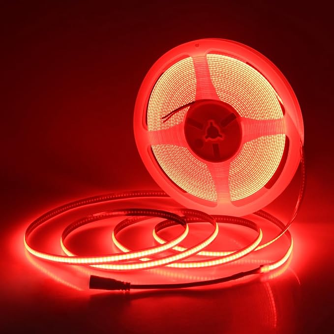 Aclorol Led COB Light Strip 32.8ft Red Led Strip Lights 24V Flexible Led Strip Lighting Led Tape for Bedroom Cabinet Other DIY Lighting 320Leds/m 10M(Power Supply&LED Dimmer Not Included)