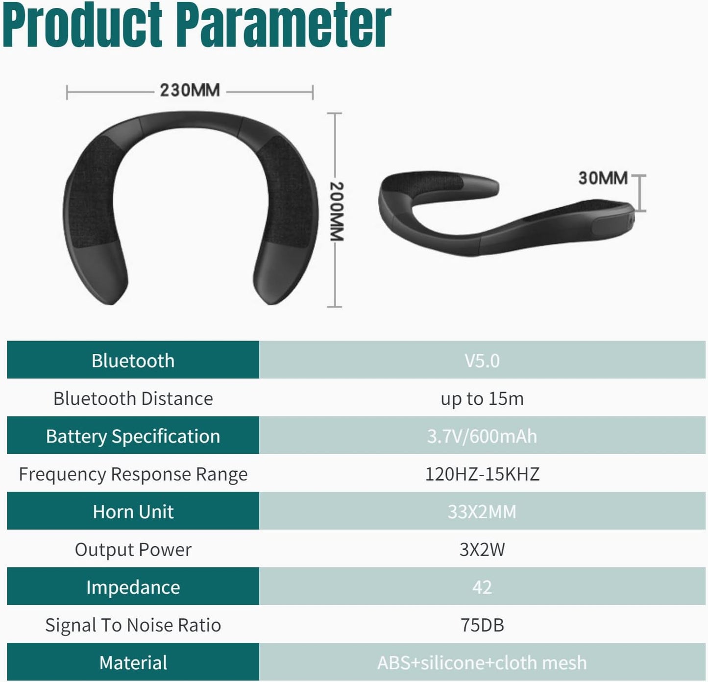 Yoidesu Neckband Portable Bluetooth Speakers, Bluetooth 5.3 Wearable Speaker with 3D Stereo Surround Sound for Cycling