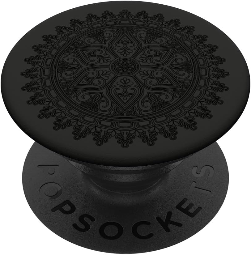 Moroccan Mandala Black Arabic Geometric Pattern Zen Gift - PopSockets Standard PopGrip