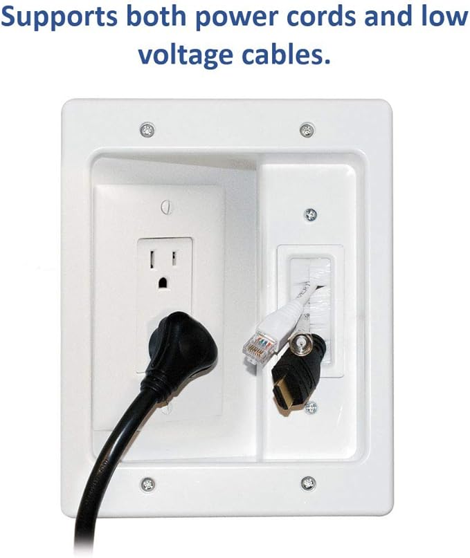 Legrand – OnQ in-Wall Cable Management Kit for Power & Low Voltage Cords – Hides TV or Display Cables Retrofit Behind the Wall – UL Listed TV Cord Hider w/DIY Install & Included Hardware – HT2102WHV1