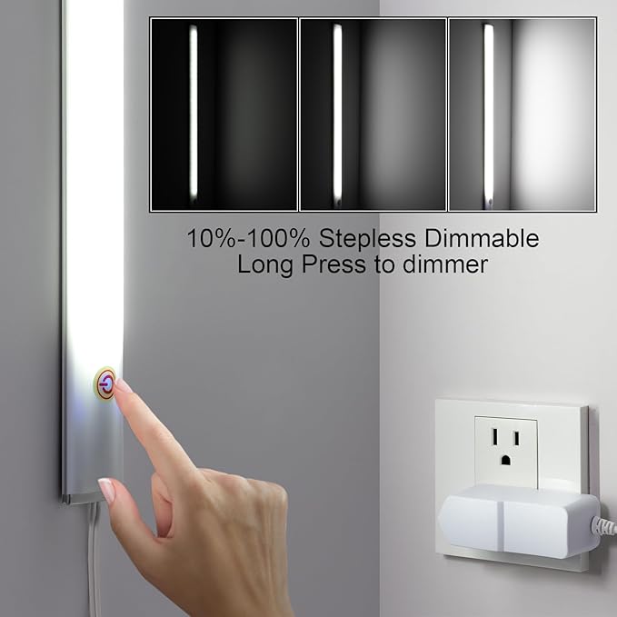 LED Under Cabinet Lighting with Touch Switch, Dimmable Under Cabinet Lights, Under Counter Lighting for Desk, Cold White 6000K