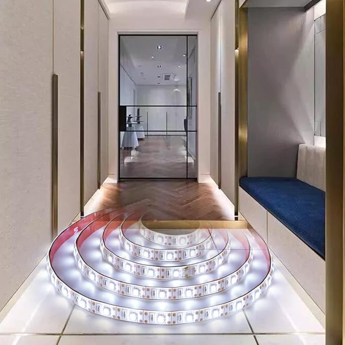 Battery Powered Led Strip Lights White, LED Strip Lights Waterproof Battery Operated Led Light Strip, Flexible, Cuttable Led Strip Lights for PC TV Mirror Kitchen Cabinet Shelves, Room Decor 13.2FT