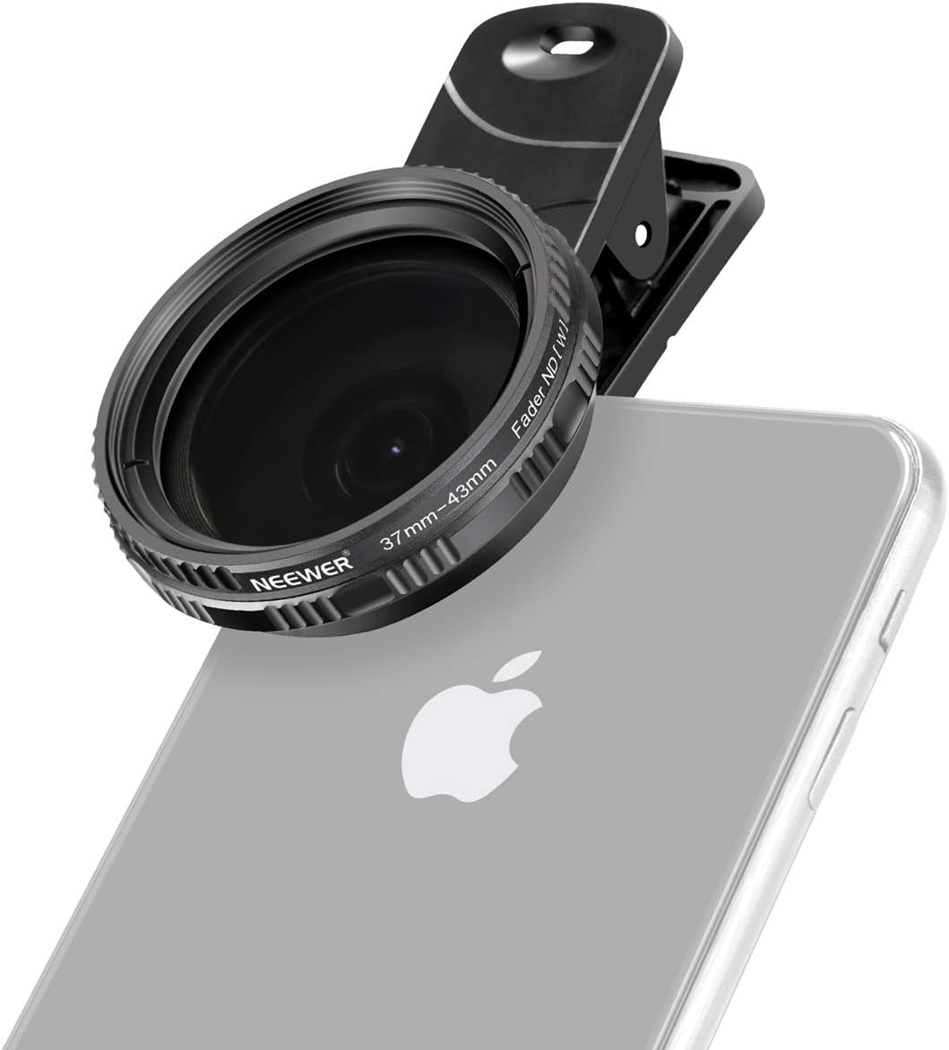 NEEWER 37mm ND Filter Kit: Adjustable Clip On ND2-ND400 Phone Lens Compatible with iPhone 14, Samsung, iPad & More