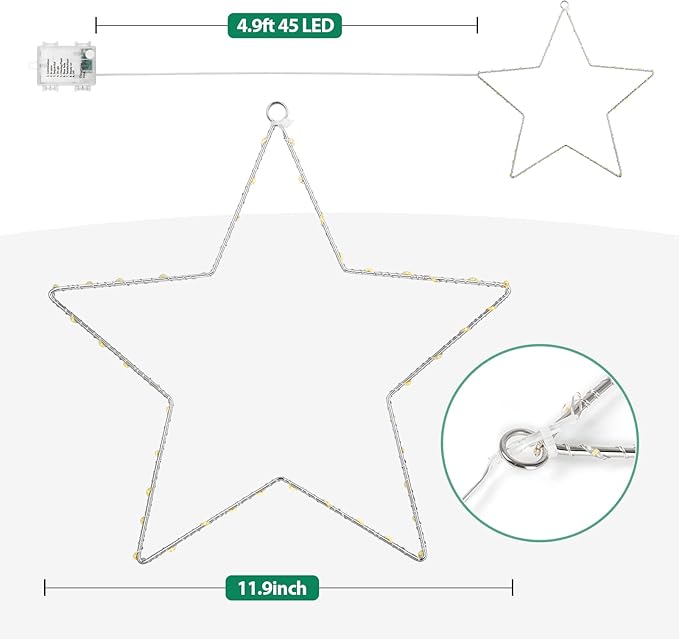 MAOYUE Window Lights 3 Pack Christmas Window Star Lights with Timer Battery Operated Christmas Decorations 8 Lighting Modes with 3 Remote Controls for Outdoor, Indoor, Porch, Party, Colorful