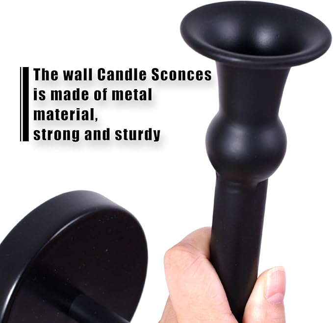 Candle Sconces Long Wall Candle Holder - Set of 2 Black Long Wall Candle Sconce Retro Chic Wall Sconces Candle Holder Decoration for Dining Room, Living Room, Office, Bathroom