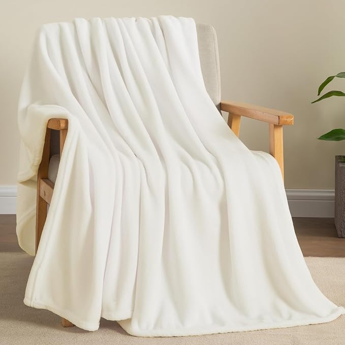 BEDELITE Fleece Blanket Cream Throw Blankets for Couch & Bed, Luxury Plush Cozy Fuzzy Blanket 50" x 60", Super Soft Warm Lightweight Throw Blanket for Travel Camping