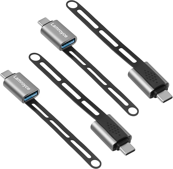 USB C 3.1 to USB 3.0 Adapter 4 Pack, Portable USB Female to USB C Male OTG Extender Converter, with Lanyard Keychain, Support fast charging and 5Gbps data transfer for iPhone17/16/15 Series,Galaxy S25