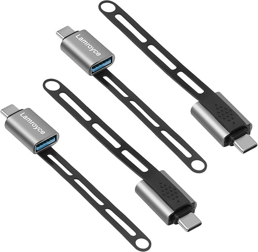 USB C 3.1 to USB 3.0 Adapter 4 Pack, Portable USB Female to USB C Male OTG Extender Converter, with Lanyard Keychain, Support fast charging and 5Gbps data transfer for iPhone17/16/15 Series,Galaxy S25
