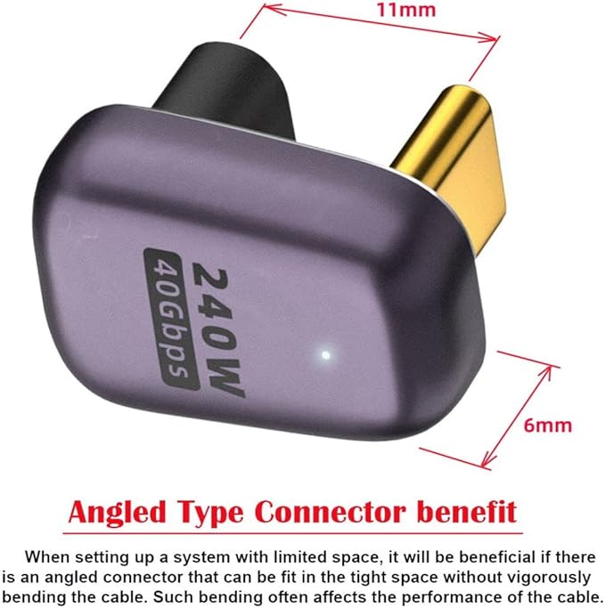 chenyang USB C Connector,USB4 Type C Male to Female 240W Power 40Gbps Data 8K Video Adapter U Shape Angled for NS Phone Laptop