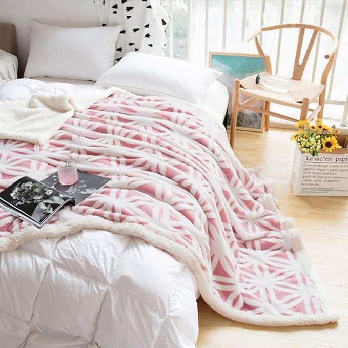 LOMAO Sherpa Fleece Blanket Fuzzy Soft Throw Blanket Dual Sided Blanket for Couch Sofa Bed (Pink, 90''x110'')
