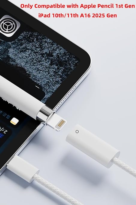 AreMe USB C to Pencil Adapter Cable for Apple Pencil 1st Generation, Type C Male Pencil Charging Dongle Connector Only Compatible with iPad 10th/11th A16 2025 Gen, 0.5M