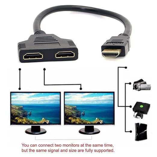 chenyang HDMI 1 to 2 Splitter Switch Extension Cable Adapter with Micro & Mini HDMI Connector