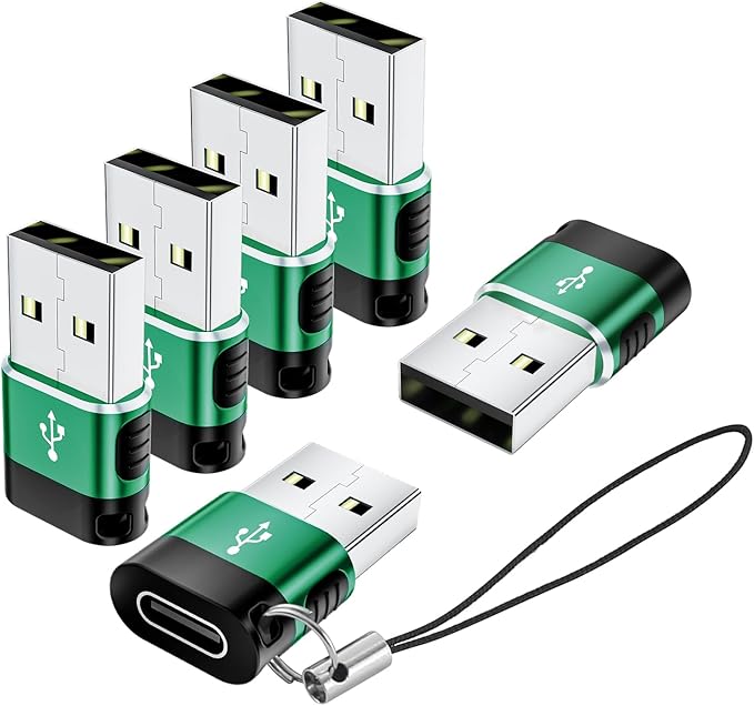 USB A to USB C Adapter 6 Pack,USBA Type C Adapter,C Female to A Male Data Charging Converter Adaptor for iPhone 16 15 14,MacBook,Laptop,PC,Tablet(Grey)