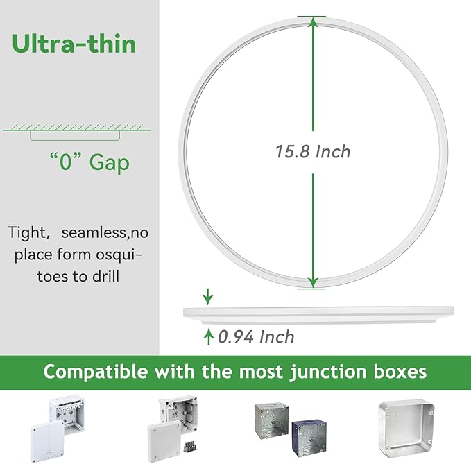 hepside 15.8INCH Big Dimmable Flush Mount Ceiling Light Fixture White, 3CCT 3000/4500/6000K Ceiling Lamp, 36W 4200LM Super Bright Low Profile Light for Bedroom, Kitchen, Bathroom, Hallway