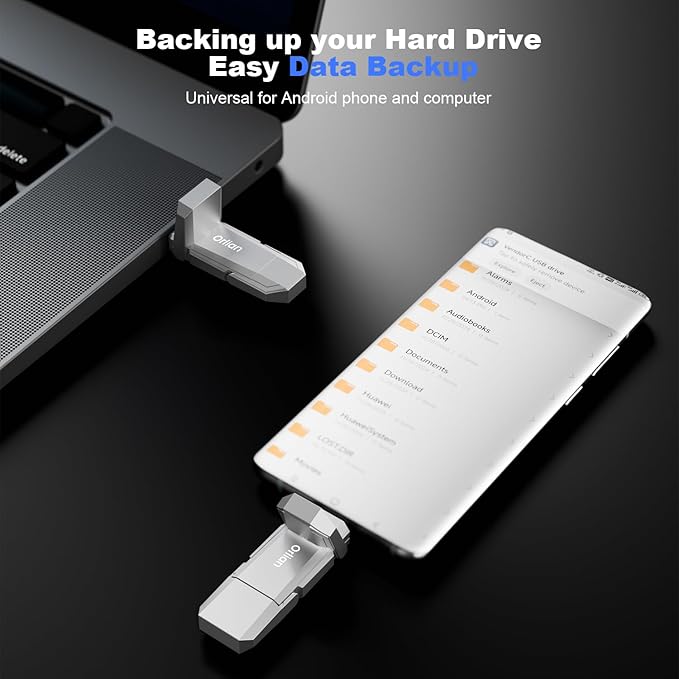 1TB External Portable SSD USB Solid State Drive Up to 500MB/s USB 3.2 Gen 2 Dual Drive Type C + USB A Solid State Thumb Drive for Phone/Android Laptops/Windows/Mac, Silver