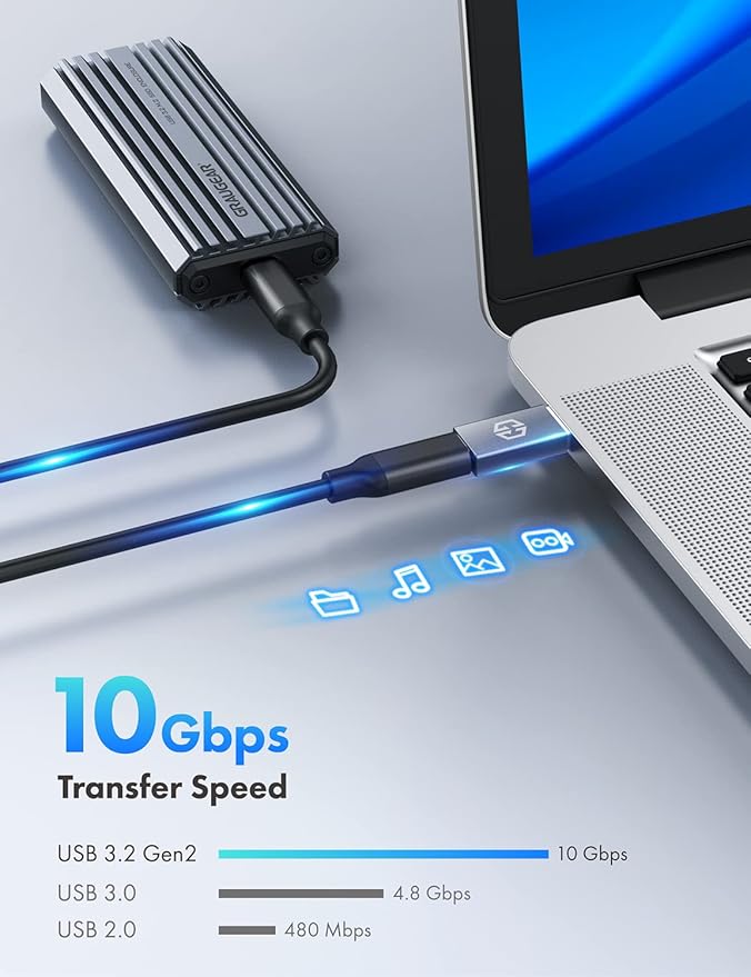 GRAUGEAR USB-C Adapter, 10Gbps Double Sided Data Transfer, 3A Fast Charging, USB C Female to USB A Male Adapter 3.2, Compatible with PC, Laptop, MacBook, iPhone, iPad, Apple Watch, Carplay