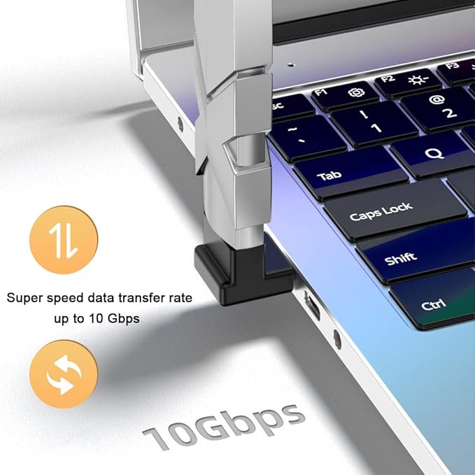 90 Degree USB 3.0 Adapter, Up & Down Left Angle / 180 Degree USB A Male to Female Converter Extender, L/U Shape 10Gbps Data Transfer Connector
