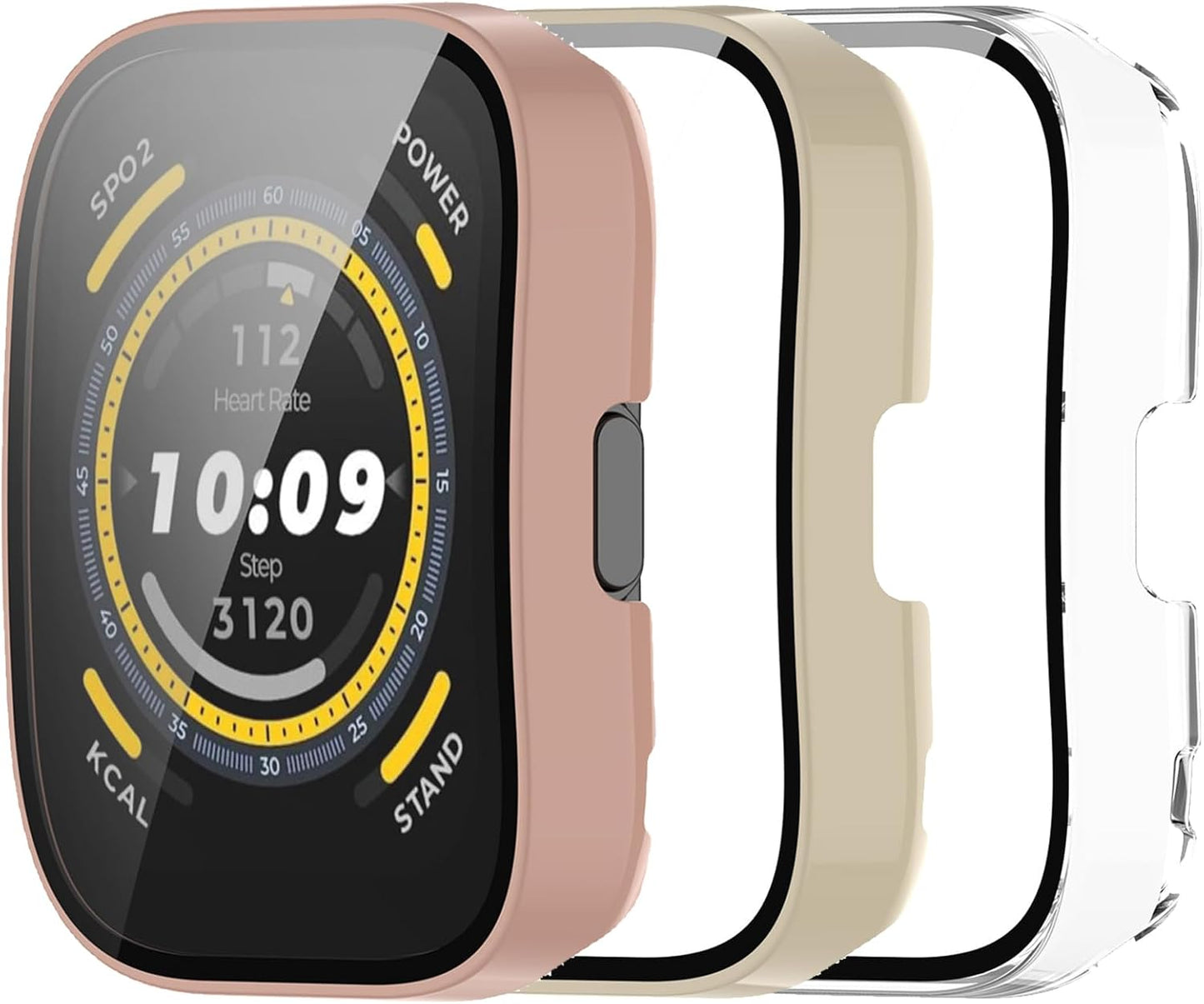 Protective Case for Amazfit Bip 5, All-Around Tempered Glass Bumper Full Cover Shell, 3 Pack C