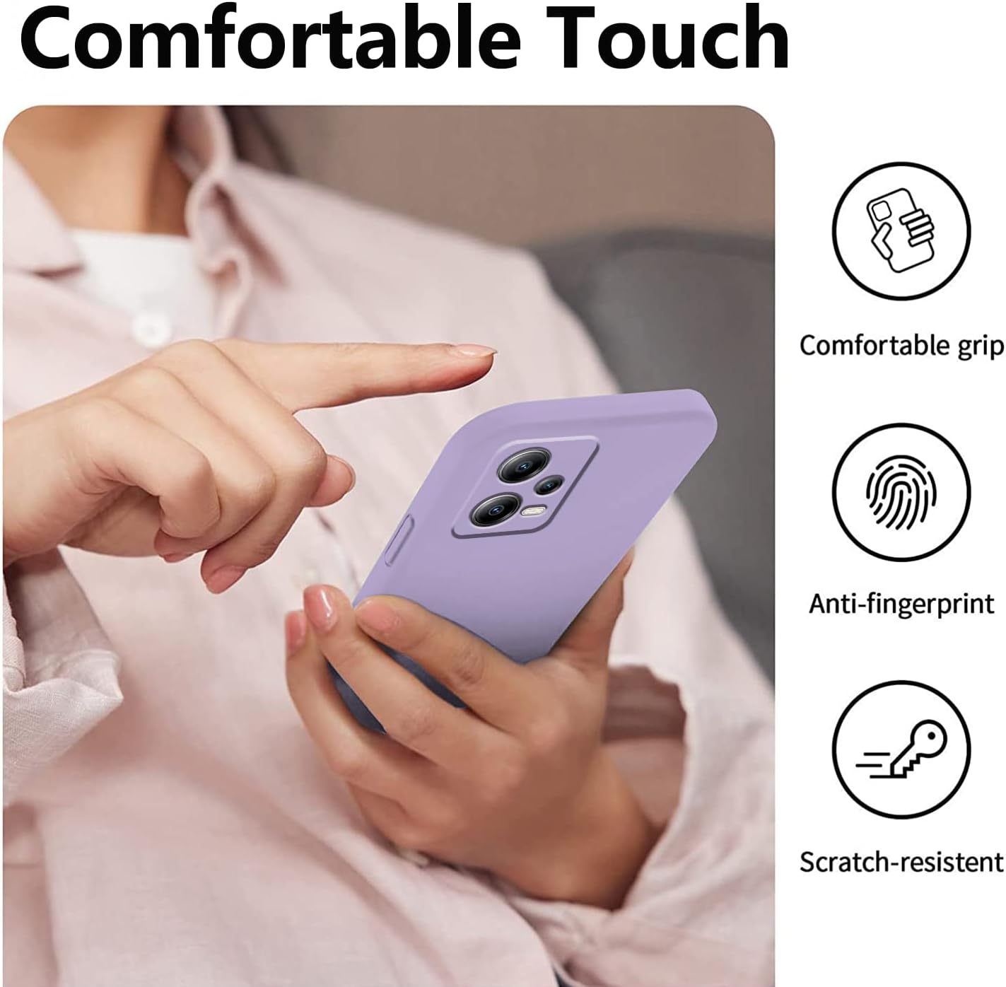 Redmi Note 12 Pro Plus Case - Dark Green Silicone, Soft Touch, Shockproof, Thin Cover (Purple) for Xiaomi Redmi Note 12