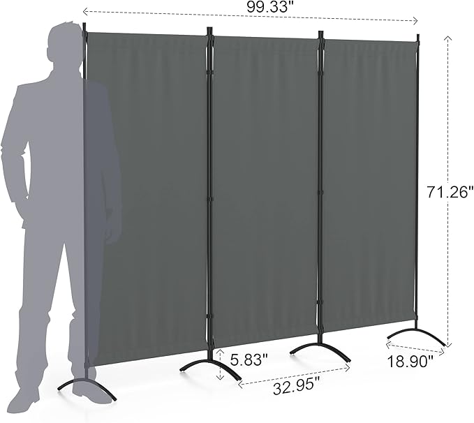 Morngardo Room Divider Folding Privacy Screens 3 Panel Partitions Dividers Portable Separating for Home Office Bedroom Dorm Decor