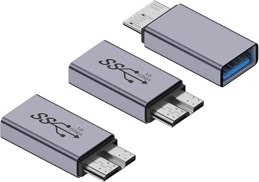 10Gbps Micro B Male to USB-A Female Adaptr, USB 3.0 Micro B Converter, Data Transfer up for Hard Drive Cable, External Hard SSD Drive, Tablet, Phone, Laptop