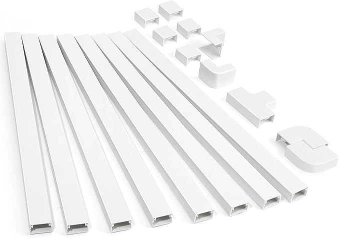 126in Cord Hider Kit, ZhiYo Cord Cover for Wall Mounted TV, Paintable Wire Cover for Cords, TV Cable Hider Wall Kit, Cable Cover Wire Management, White Cords Concealer, 8 x L15.7in W0.95in H0.55in