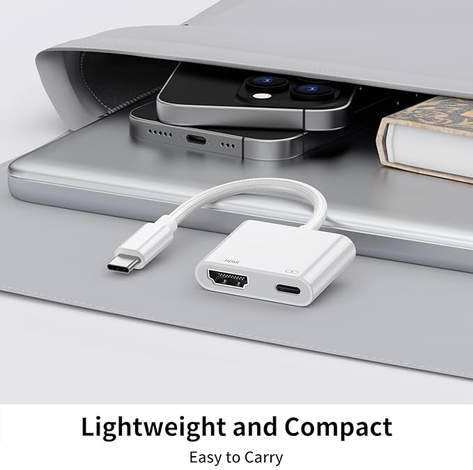 USB C to HDMI Adapter for iPhone 17/16/15 to TV, Type C Digital AV HDMI Adapter with 100W Fast Charging & 4K HDMI Port, Compatible with iPhone 15/16/17 /iPad/MacBook/Laptop to HDTV Projector Monitor