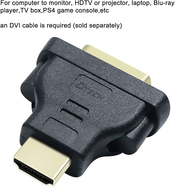 DTECH DVI to HDMI Adapter Female to Male Converter for Computer Monitor Bi-Directional Connection DVI-I 24+5 Port Supports up to 4K 30Hz 1080P@60Hz Video