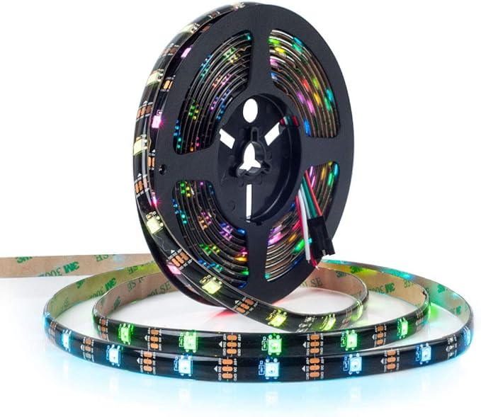 BTF-LIGHTING WS2812B RGB ECO LED Strip, Chasing Effects 5050SMD Individually Addressable 16.4FT 30Pixels/m 150Pixels Flexible Dream Color IP65 for Bedroom DIY Projects DC5V(No Adapter or Controller)