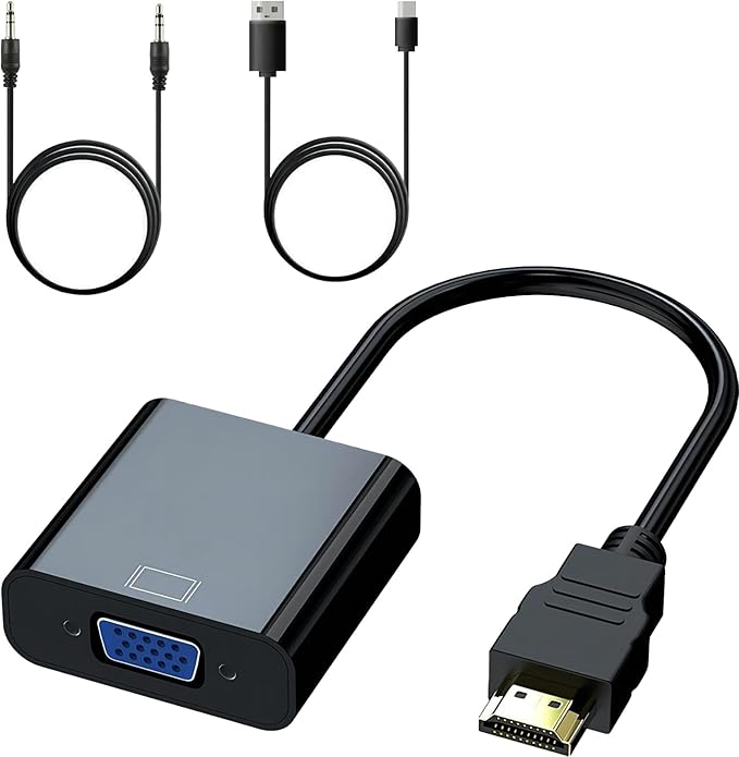 SZFUDIGO HDMI to VGA Adapter with 3.5mm Audio and Micro USB Power - Gold-Plated HDMI to VGA Adapter (Male to Female) Compatible for Desktop, Laptop, Monitor, Projector, HDTV, Xbox and More