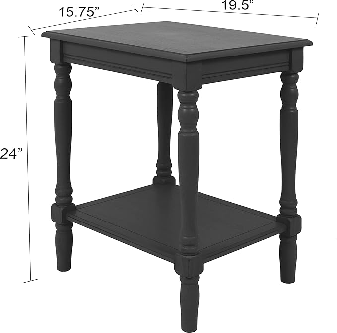 Decor Therapy Simplify Oak Wood Accent Storage Shelf End Table, Traditional Style, Antique White - (24" x 19.5" x 15.75")