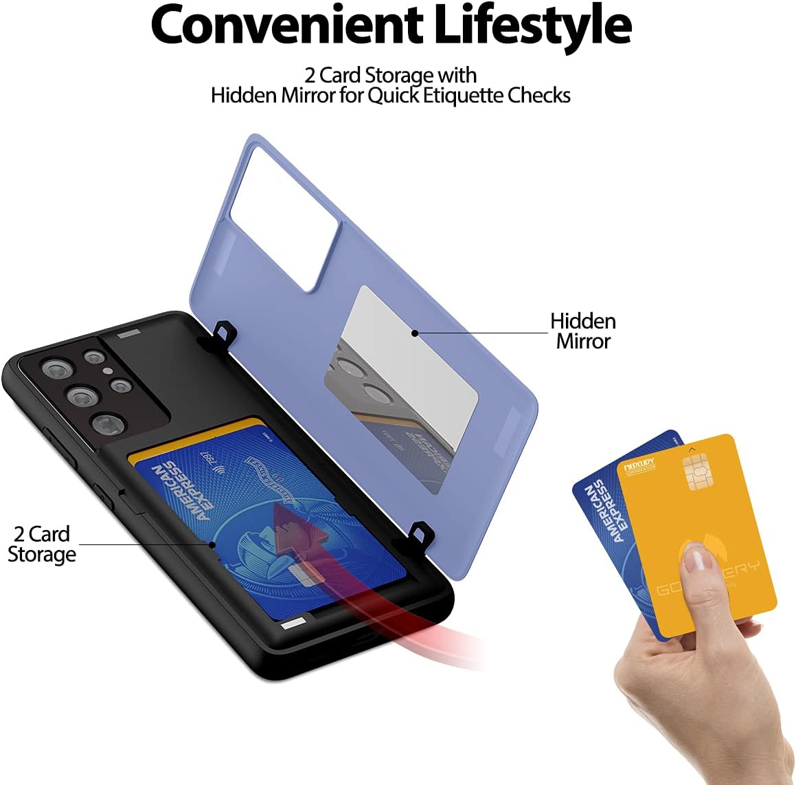 GOOSPERY Card Holder Wallet Case for Galaxy S21 Ultra, Magnetic Door Closure Protective Dual Layer Bumper