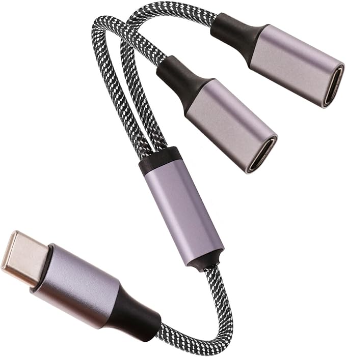 Fidioto USB C to Dual C Female Adapter, USB C Splitter 1 in 2 Out Only Support Data Transfer, Not for Monitor and Charging, Incredibly Durable, Super Fit, 5V/0.9A Power Output