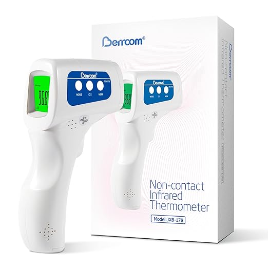 Berrcom Thermometer, 3 in 1 Contactless Infrared Fever Check Thermometer for Forehead, Ideal for Baby, Infant, Kids, and Adults, Batteries Not Included, JXB-178 (White)