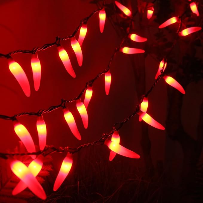 LIDORE Chili Pepper String Light Summer Kitchen Garden Patio Decoration Fairy Light Connectable Plug in UL Listed 35 Counts Red Chili 13FT