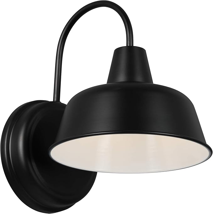 Design House Mason Barn Light Indoor/Outdoor Wall Mount Modern Industrial Farmhouse Wall Light Set for Patio, Garage, Bathroom, Office, Kitchen, 8 inch, Matte Black, 2-Pack, 588855-BLK