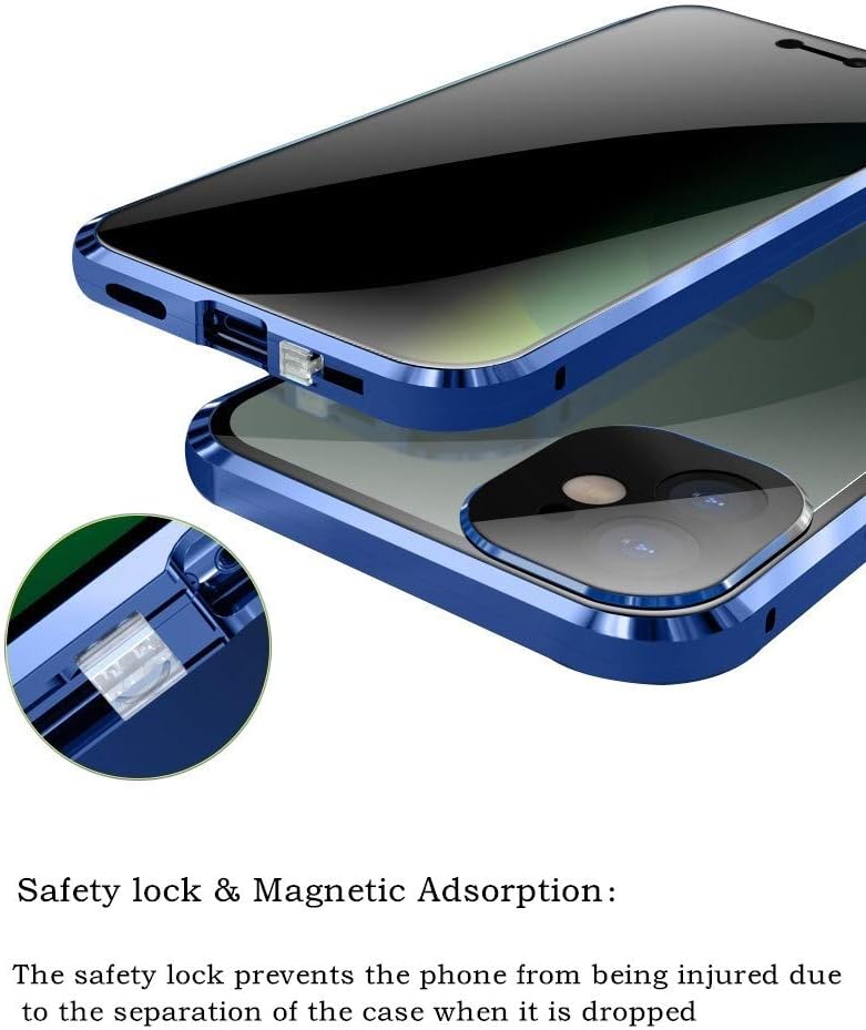 iPhone 12 Pro Max Case with Safety Lock & Strong Magnetic Adsorption, Camera Lens Protector, 360 Full Body Protection