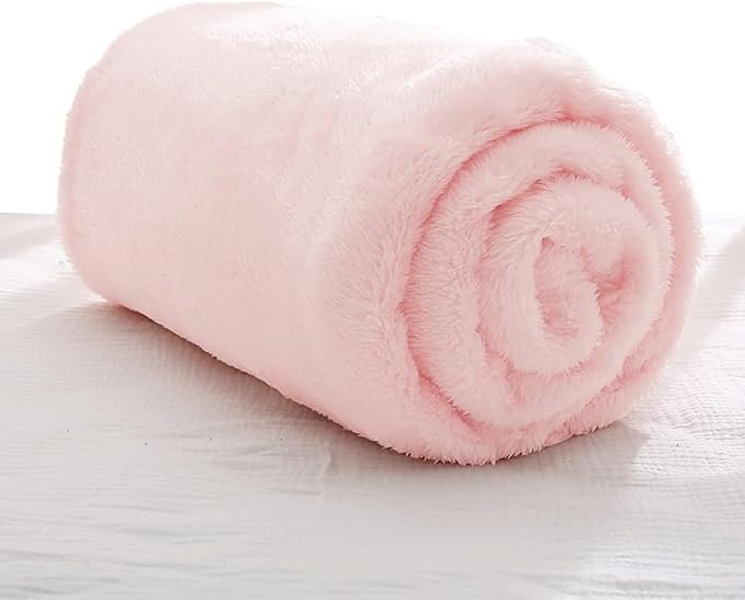 Exclusivo Mezcla Plush Fuzzy Fleece Throw Blanket, Super Soft, Fluffy and Warm Blankets for Couch, Bed, All Season Use (40x50 Inches, Light Pink)