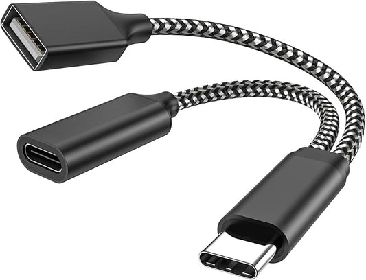 MOGOOD USB C OTG Splitter with 18W PD Charging, 2-in-1 USB-C to USB-A + USB-C Adapter, Charge While You Connect – for Chromecast, 3D Printing (Octo4a), PiKVM, Samsung Galaxy, MIDI, Game Controllers