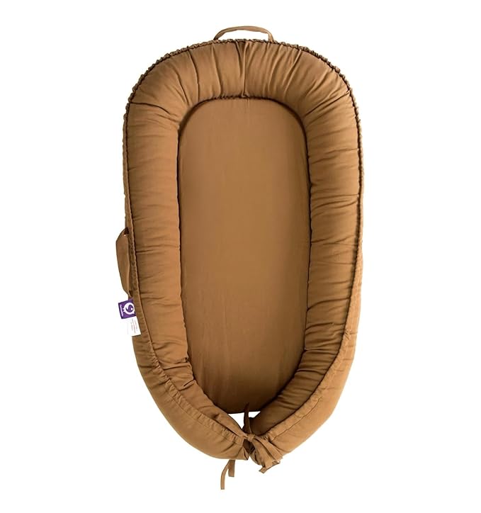 Infant Lounger, Baby Nest Cover for Baby Girls & Boys, Newborn Essentials for Baby 0-18 Months, 100% Cotton Breathable (Golden_Brown)