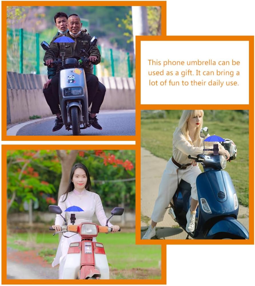 Healvian 2pcs Mini Phone Umbrella Shade, Cute Phone Rain Shield & Sunshade Holder for Cellphone, Car, Motor, Bicycle