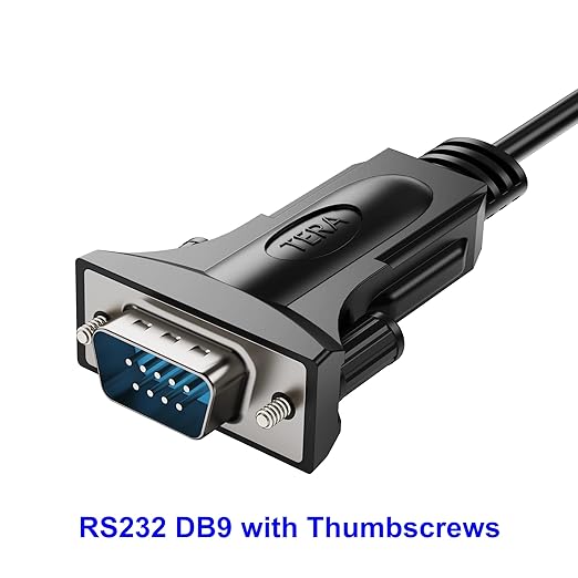 Tera Grand - USB C to RS232 Serial DB9 Adapter Cable with Thumbscrews and FTDI chipset, Supports Windows 11, 10, 8, 7, Vista, XP, 2000, 98, Linux and Mac, 6 Ft