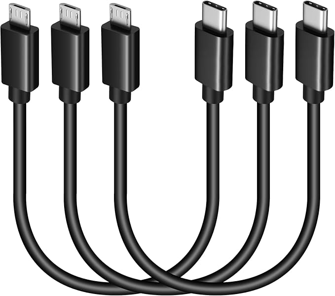 UCEC 3 Pack Micro USB to USB C Cable, Short Type C to Micro USB, Micro USB to USB C Data Transfer Cable (0.88ft) for Tablet, Camera, Speaker, Phone