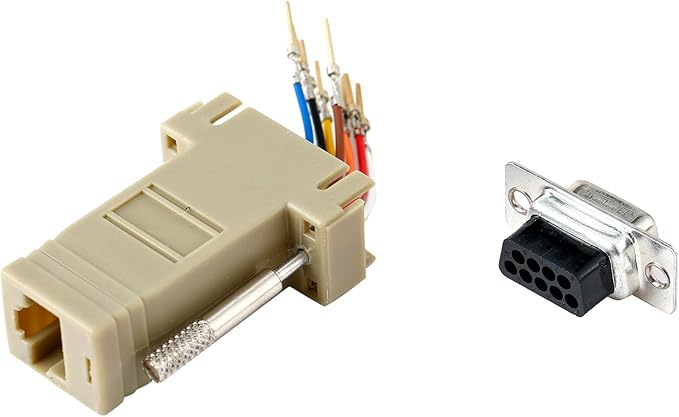 10PCS DB9 Male Female Ethernet Adapter, 9 Pin Serial Port Male Female to RJ45 Ethernet LAN Extend Modular Converter (5PCS Male + 5PCS Female)